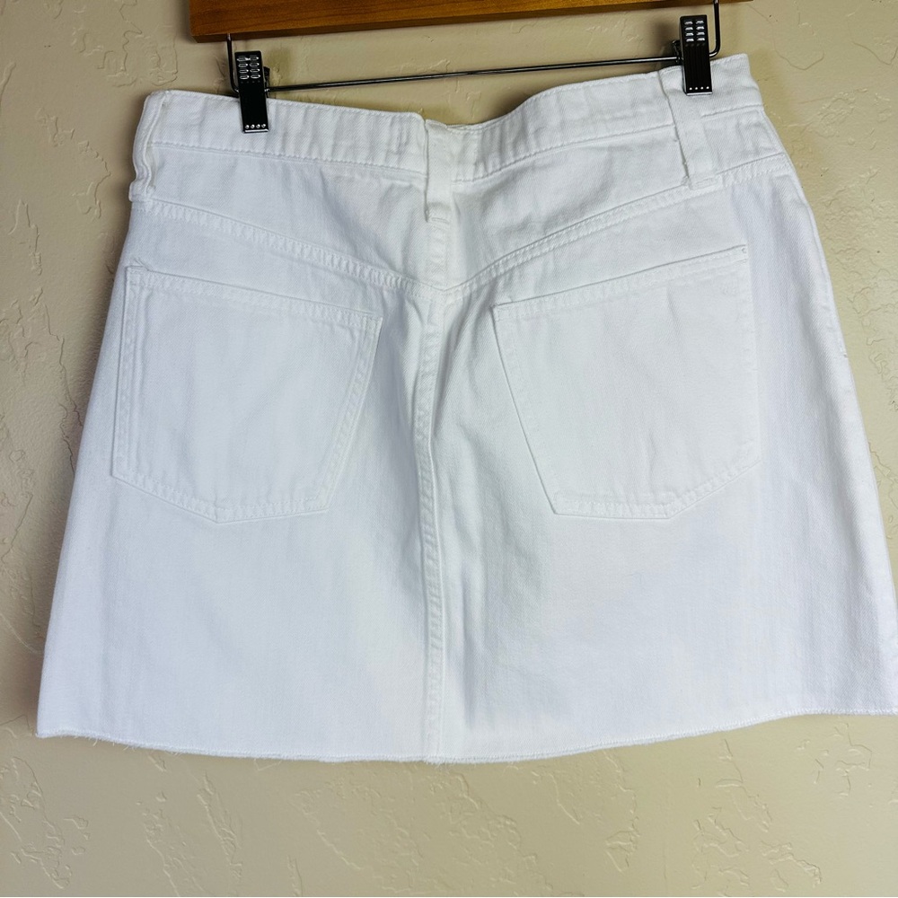Madewell Women’s Rigid Denim A-Line Mini Skirt, Tile White Button-Front Edition - Picture 7 of 10